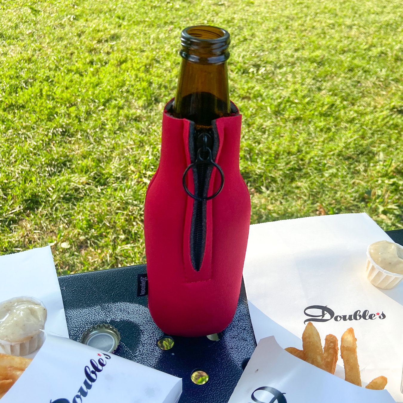 “Double’s” neoprene beer holder